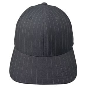 Flexfit Baseball Cap Black White Pinstripe Hat Fitted OS Elastic Sweatband